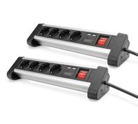 DIGITUS DA-70614-2 - Multiprise avec Chargeur USB - 2 pièces - 2X Port USB-A - 4X Prise de Courant avec Contact de Protection - avec Interrupteur - pour Bureau et Montage Mural