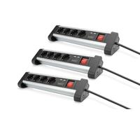 DIGITUS DA-70614-3 - Multiprise avec Chargeur USB - 3 pièces - 2X Port USB-A - 4X Prise de Courant avec Contact de Protection - avec Interrupteur - pour Bureau et Montage Mural