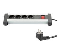 Digitus DA-70614 multiprise 1,5 m 4 sortie(s) CA Intérieure Noir, Argent