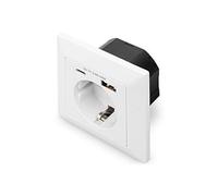 Digitus Prise encastrable 1 prise de sécurité, 1x USB, 1x USB-C 5 V 2.8 A, AC 250 V 50 Hz, RAL 9003
