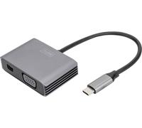 Digitus DA-70825 Mini-Display / USB-C® / VGA Adaptateur [1x USB-C® - 2x Mini port Display femelle, VGA femelle] noir blindé, rond 0.2 m