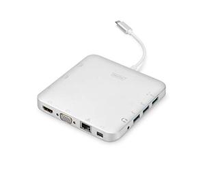 Digitus DA-70863 Station d'accueil avec Fil USB 3.2 Gen 2 (3.1 Gen 2) Type-C Argent
