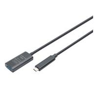 Digitus Rallonge USB active DA-73113 – USB-C mâle vers USB-A femelle 5 m, USB 3.2 Gen2 10Gb/s, noir