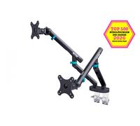 DIGITUS Support Double écran - Deux écrans - jusqu'à 35 Pouces - Ressort mécanique - Charge maximale 10 kg - pour Moniteur Plats et incurvés - VESA 75x75, 100x100 - série Design - Noir