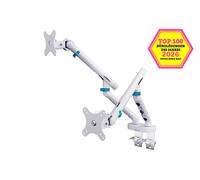 DIGITUS Support Double écran - Deux écrans - jusqu'à 35 Pouces - Ressort mécanique - Charge maximale 10 kg - pour Moniteur Plats et incurvés - VESA 75x75, 100x100 - série Design - Blanc