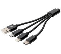 DIGITUS Câble de recharge USB - 0.15 m - USB A (mâle) to Lightning (mâle), USB Micro B (mâle), USB C (mâle) - Blister - noir