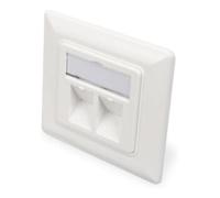 Digitus Plaque murale 80×80 DN-93801-1 pour 2x Keystone RJ45 avec cache poussière, blanc