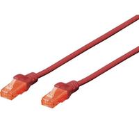 Digitus DK-1617-100/R RJ45 Câble réseau, câble patch CAT 6 U/UTP 10.00 m rouge ignifuge, sans halogène, rond, torsadé par paire, non blindé 1 pc(s)