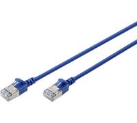 Digitus DK-1632-A-003S-B RJ45 Câble réseau, câble patch CAT 6a F/FTP 0.3 m bleu code couleur, blindé, multifilaire, avec manchon