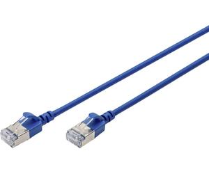 Digitus DK-1632-A-003S-B RJ45 Câble réseau, câble patch CAT 6a F/FTP 0.3 m bleu code couleur, blindé, multifilaire, avec manchon
