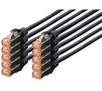 Digitus DK-1644-010-BL-10 RJ45 Câble réseau, câble patch CAT 6 S/FTP 1.00 m noir feuille de blindage, blindage total, blindé, sans halogène, simplex, blindage