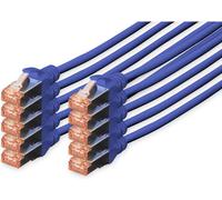 Digitus DK-1644-050-B-10 RJ45 Câble réseau, câble patch CAT 6 S/FTP 5.00 m bleu feuille de blindage, blindage total, blindé, sans halogène, simplex, blindage