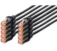 Digitus DK-1644-050-BL-10 RJ45 Câble réseau, câble patch CAT 6 S/FTP 5.00 m noir feuille de blindage, blindage total, blindé, sans halogène, simplex, blindage