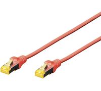 Digitus DK-1644-A-0025/R RJ45 Câble réseau, câble patch CAT 6a S/FTP 0.25 m rouge sans halogène, torsadé par paire, avec cliquet