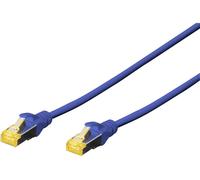 Digitus DK-1644-A-020/B RJ45 Câble réseau, câble patch CAT 6a S/FTP 2.00 m bleu sans halogène, torsadé par paire, avec cliquet dencastrement, ignifuge 1 pc(s)