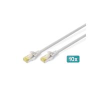 Digitus DK-1644-A-050-10 : Lot de 10 câbles de brassage CAT 6A S/FTP 5m, Cu, LSZH, 500MHz, RJ45 mâle/mâle, AWG 26/7, gris