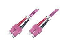 DIGITUS DK-2522-01-4 - Câble À Fibre Optique OM4 - 1 m - SC à SC - Câble Fibre Optique Duplex - 1/10/40/100 Gbit/s - MM Multimode LAN - Type De Fibre : 50/125 - Violet