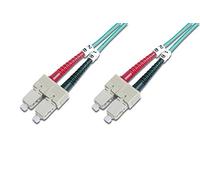 DIGITUS DK-2522-10/3 - Câble À Fibre Optique OM3 - 10 m - ST à SC - Câble Fibre Optique Duplex - 1/10/40/100 Gbit/s - MM Multimode LAN - Type De Fibre : 50/125 - Turquoise (Aqua)
