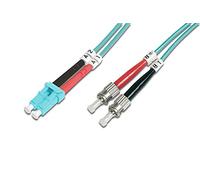 DIGITUS DK-2531-02/3 - Câble À Fibre Optique OM3 - 2 m - LC à ST - Câble Fibre Optique Duplex - 1/10/40/100 Gbit/s - MM Multimode LAN - Type De Fibre : 50/125 - Turquoise (Aqua)