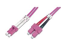 DIGITUS DK-2532-01-4 - Câble À Fibre Optique OM4 - 1 m - LC à SC - Câble Fibre Optique Duplex - 1/10/40/100 Gbit/s - MM Multimode LAN - Type De Fibre : 50/125 - Violet
