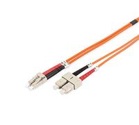 DIGITUS DK-2532-03 - Câble À Fibre Optique OM2 - 3 m - LC à SC - Câble Fibre Optique Duplex - 1 Gbit/s - MM Multimode LAN - Type De Fibre : 50/125 - Orange