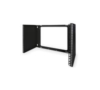 Digitus DN-19-PB-8U-SW Support Mural 19" 4U, Profondeur Ajustable 225-399mm, Charge 15kg, Noir, Panneaux Latéraux, Découpes Câblage