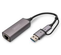 DIGITUS DN-3028 USB Type-C™ Gigabit Ethernet Adapter 2.5G, USB-C™ + USB A (USB3.