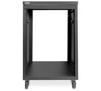 DIGITUS DN-48001 - Rack Audio - 19 Pouces - 16U - Rack d'équipement Universel - pour Accessoires Audio-vidéo - Non monté - Charge maximale 136 kg - avec roulettes - Noir