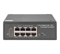 Digitus Commutateur industriel DN-651113 8x RJ45 Gigabit PoE – 1x alim – rail DIN noir