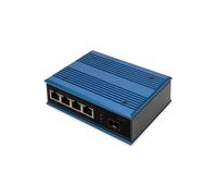 Digitus DN-651130: Commutateur Industriel Fast Ethernet 4 RJ45 + 1 SFP 100Mbps, IP40, -40°C à 80°C, Alimentation DC 12-52V