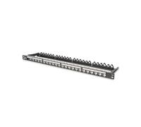 Digitus DN-91422 : Panneau de brassage 24 ports Cat6a, 0.5U, blindé, montage rack 19", SPCC, noir, -20°C à 70°C