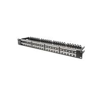 Digitus DN-91424 Panneau de Brassage 48 Ports Cat6a 1U, Acier Galvanisé Noir, Montage Rack 19", Modules Keystone, Dimensions Emballage 530x50mm