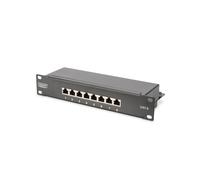 Digitus DN-91608S : Panneau de Brassage CAT 6 Classe E Blindé, 8 Ports RJ45, Montage Rack 10" 1U, Acier Laminé à Froid, EIA/TIA 568B