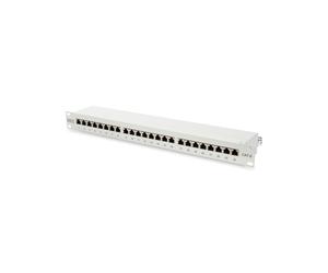 Digitus DN-91624S : Panneau de brassage CAT 6, 24 ports RJ45 blindés, 1U 19", Connectique LSA jusqu'à 250MHz, compatible PoE+/PoE