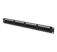 DIGITUS DN-91624U - Tableau de connexions - montable sur rack - CAT 6 - RJ-45 X 24 - noir, RAL 9005 - 1U - 19
