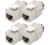 DIGITUS Keystone Module Cat-6A Blindé - 4 pièces - RJ45 - Compatible avec Le Design - 500 MHz 10GBase-T - Montage sans Outils
