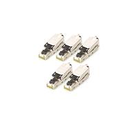 Digitus DN-93631-5 : Kit de 5 connecteurs RJ45 Cat6a blindés pour assemblage sur site, mâle, corps en zinc, AWG 24/1-22/1 et 27/7-22/7, Ø câble 9mm