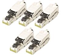 DIGITUS DN-93631 - Connecteur réseau Cat 6A - 5 pièces - Blindé 360° - Connecteur de Terrain RJ45 Cat6A - Montage sans Outil - 500 MHz - 10GBase-T - 10 Gbit/s - AWG 27/7 à AWG 22/1