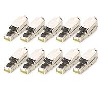 DIGITUS DN-93631 - Connecteur réseau Cat 6A - 10 pièces - Blindé 360° - Connecteur de Terrain RJ45 Cat6A - Montage sans Outil - 500 MHz - 10GBase-T - 10 Gbit/s - AWG 27/7 à AWG 22/1