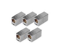 DIGITUS DN-93901 - Coupleur RJ45 Cat 5e - 5 pièces - Câble LAN Rallonge - Connecteur de câble réseau Cat5e - Compatible PoE - Coupleur modulaire - Pour Switch, DSL, modem, routeur, PC - Argent