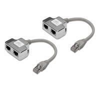 DIGITUS DN-93904 - Adaptateur de câble réseau Ca 5e - 2 pièces / 1 Paire - 2 signaux sur 1 câble - Cat5e LAN Splitter - Adaptateur Ethernet RJ45 - Compatible avec PoE Mode A - Argenté
