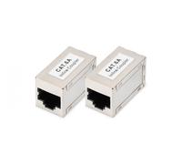 DIGITUS DN-93905 - Coupleur RJ45 Cat 6A - Lot de 2 - Rallonge de câble LAN - Connecteur de câble réseau Cat6A - Compatible PoE - Coupleur modulaire - Pour Switch, DSL, modem, routeur, PC - Argent