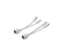 Digitus DN-95001 : Kit Câble PoE Passif Fast Ethernet 10/100 Mbit/s, Répartiteur PD + Injecteur PSE, Blanc, Données (1/2/3) / Alimentation (4/5/6/7/8)