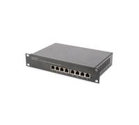 Digitus DN-95317 Commutateur Gigabit Ethernet PoE 8 ports RJ45 10/100/1000 Mbps, 80W PoE, 16 Gbps, Montage 10", Non-géré