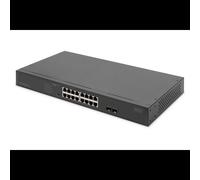 Digitus DN-95347-2 Commutateur 16 ports Gigabit Ethernet PoE+ 2 SFP, Budget PoE 250W, IEEE 802.3af/at, VLAN, Jumbo Frames 9216, EEE 802.3az