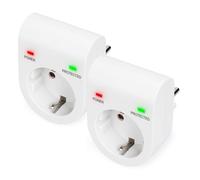 DIGITUS DN-95400 - Adaptateur de Protection Contre Les surtensions - 2 unités - 16 A / 230 V / 50 Hz - Max. 3.500 W - Indicateur d'état LED - Courant de Fuite Max. 13.500 A - Blanc