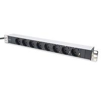 Digitus Bloc multiprise avec profilé en aluminium, prise électrique à contact de protection avec 8 sorties, connecteur à contact de protection pour câ