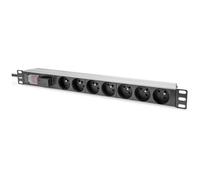 Digitus PDU 1U alu pour rack, 7x CEE 7/5 16A, 250V 50/60Hz, interrupteur, protection surtensions