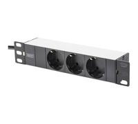 Digitus multiprise 3 prises 1U 10 pouces (254 mm) montage en rack armoire réseau argenté/noir