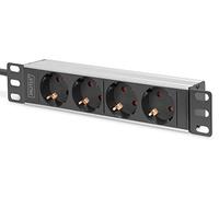 Digitus PDU 1U aluminium 254 mm (10") – 4 prises de sécurité, 16 A, 4000 W, 250 V CA 50/60 Hz